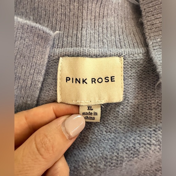 Sz XL Pink Rose periwinkle blue button front collared cardigan sweater very soft - Picture 5 of 8